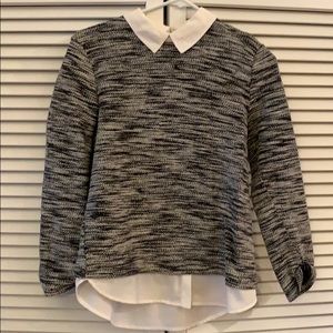 Ann Taylor tweed layered collared sweater